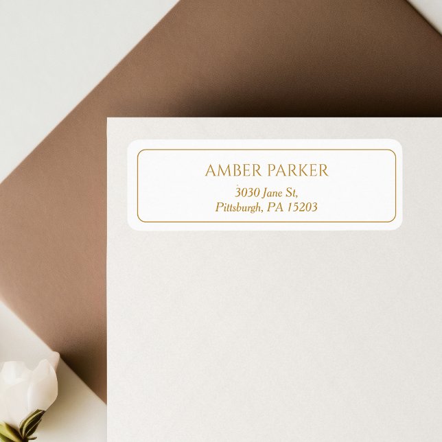 Modern Gold White Border Return Address Label (Creator Uploaded)