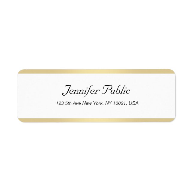 Modern Gold White Chic Hand Script Simple Elegant (Front)