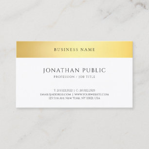 Modern Gold White Elegant Minimalist Template Business Card