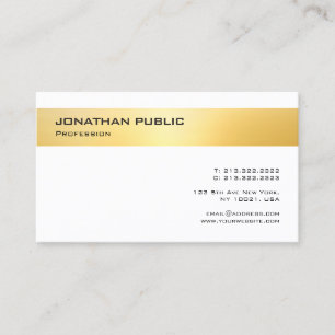Modern Gold White Elegant Minimalistic Template Business Card