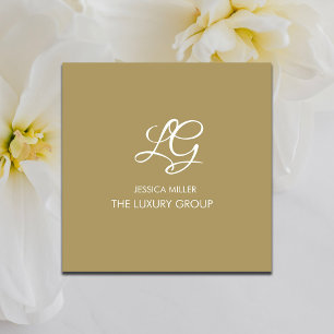 Modern Gold White Elegant Square Business Card