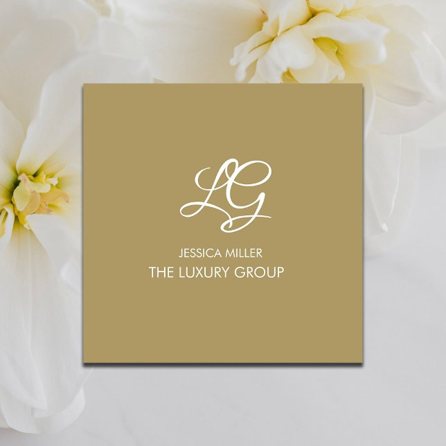 Modern Gold White Elegant  Square Business Card (Creator Uploaded)