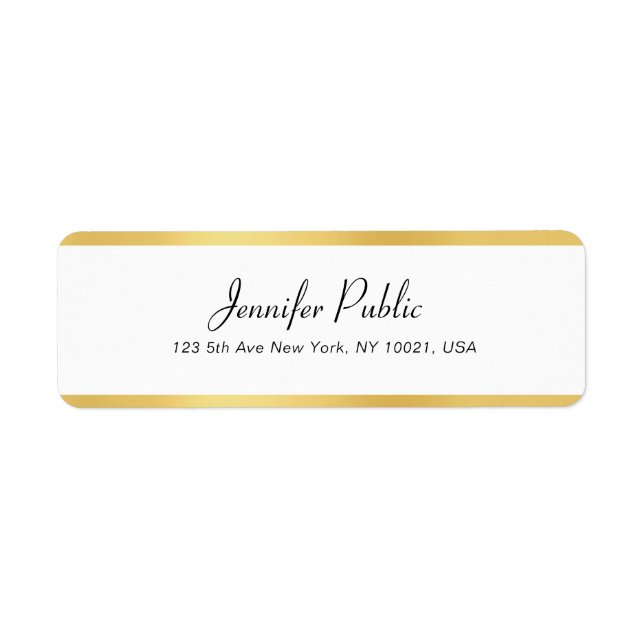 Modern Gold White Handwritten Script Simple Chic (Front)