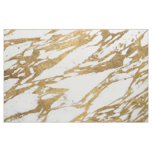 Modern Gold White Marble Stone Chic Pattern Fabric