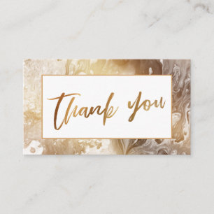 Modern Gold & White Marbled Thank You Enclosure Card