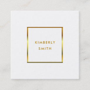 Modern gold white minimalist professional square business card