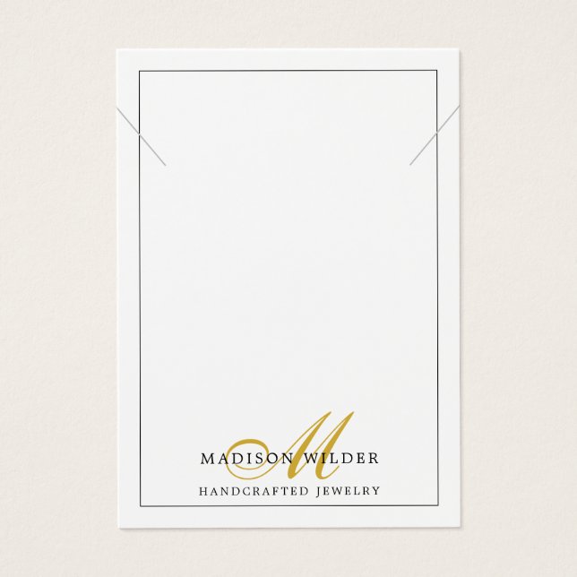 Modern Gold White Monogrammed Jewelry Necklace (Front)