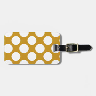 Modern Gold White Polka Dots Pattern Luggage Tag