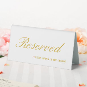 Modern Gold & White Script Wedding Reserved 
