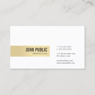 Modern Gold White Simple Template Professional Business Card