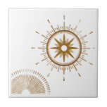 Modern Gold & White Starburst Celestial Design Tile<br><div class="desc">Modern tile with a retro gold starburst serving as the focal point, complimented by modern starburst design elements. Simple, clean celestial design in a gold and white colour palette. One design of a coordinating collection. Create your own custom design by using the fields provided, or use the "message" button to...</div>