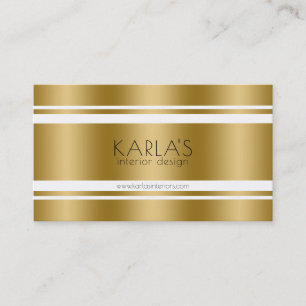 Modern Gold & White Stripes Business Card