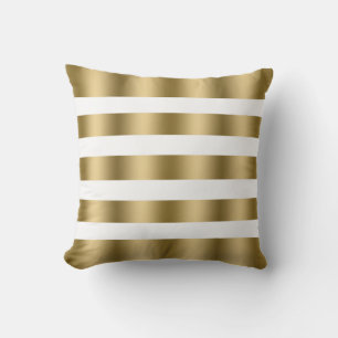 Modern Gold & White Stripes Pattern Outdoor Cushion