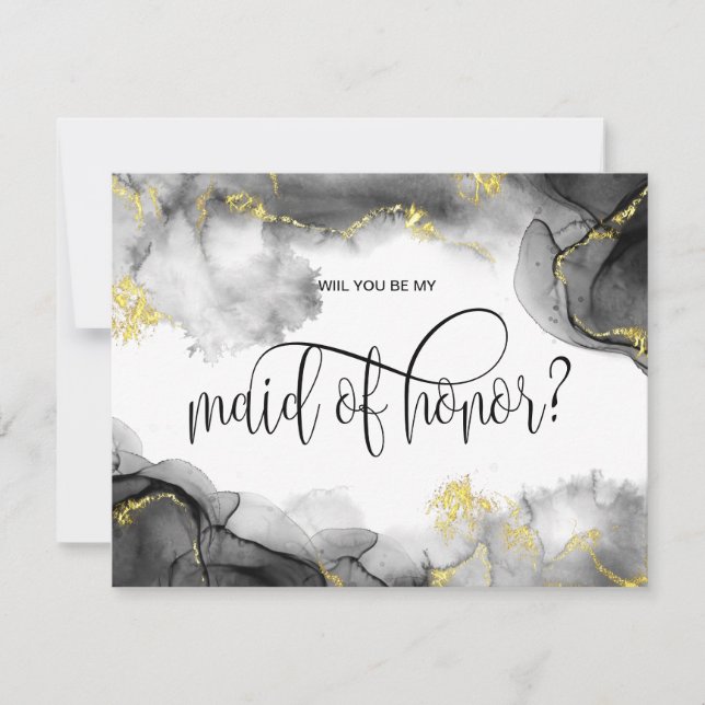 modern gold will you be my bridesmaid? invitation (Front)