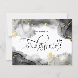 modern gold will you be my bridesmaid? invitation