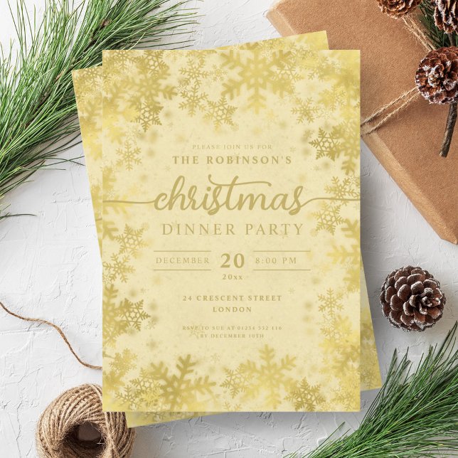 Modern Gold Winter Wonderland Christmas  Invitation (Modern Gold Winter Wonderland Christmas Invitation)