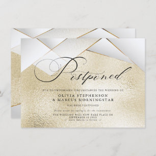 Modern Gold with Pearl Facets Postponed Wedding Invitation