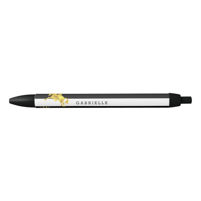 Modern, Gold with Stripes, Wyoming Black Ink Pen (Front)
