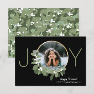 Modern Gold Wreath   Joy   Christmas Photo Card
