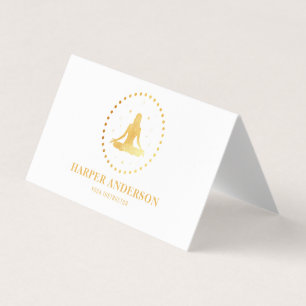 Modern Gold Yoga Instructor Professional Logo Business Card