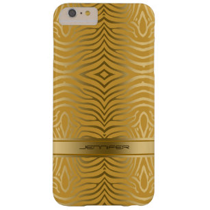 Modern Gold Zebra Stripes 2 Yellow Background Barely There iPhone 6 Plus Case