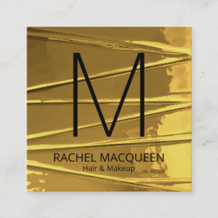Modern Gold Zig Zag Foil Monogram Logo Square Business Card