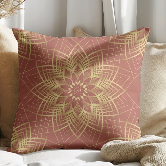 Modern Golden and Terracotta Mandala Pattern  Cushion (Creator Uploaded)