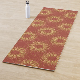 Modern Golden and Terracotta Mandala Pattern Yoga Mat
