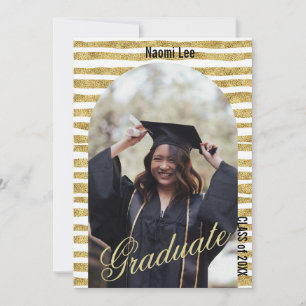 Modern Golden Arc Custom Details Graduation Party Invitation