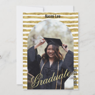 Modern Golden Arc Custom Details Graduation Party Invitation