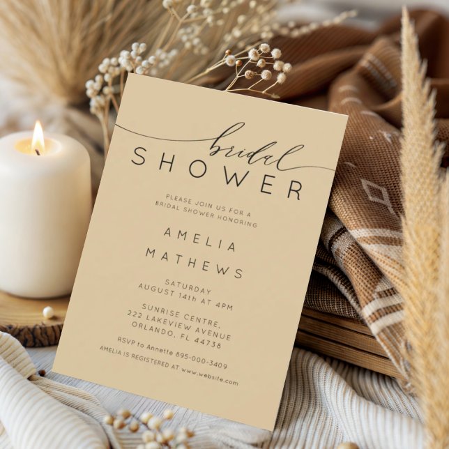 Modern Golden Beige Bridal Shower Invitation (Creator Uploaded)