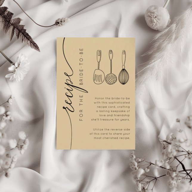  Modern Golden Beige Bridal Shower Recipe  Enclosure Card (Creator Uploaded)