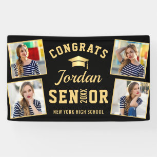 Modern Golden Black Graduation Class of 2024 PHOTO Banner