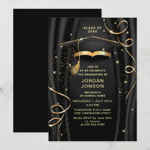 Modern Golden Black Graduation Party Invitation
