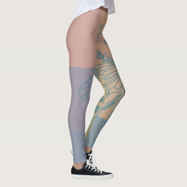 Modern Golden Blue Bee Leggings (Right)