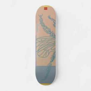 Modern Golden Blue Bee Skateboard