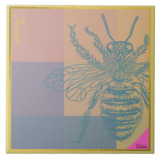 Modern Golden Blue Bee Tile