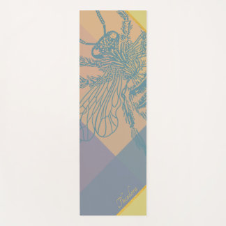 Modern Golden Blue Bee Yoga Mat
