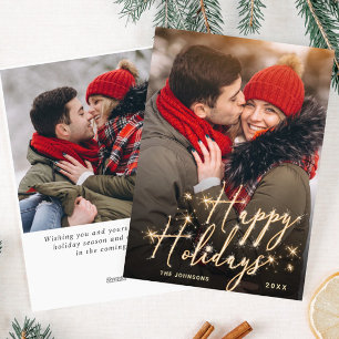 Modern Golden Christmas 2 PHOTO Greeting Holiday C Card