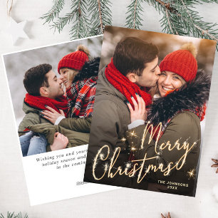 Modern Golden Christmas 2 PHOTO Greeting Holiday C Card