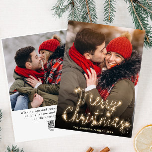 Modern Golden Christmas 2 PHOTO Greeting Holiday Card