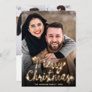 Modern Golden Christmas 4 PHOTO Greeting Holiday Card