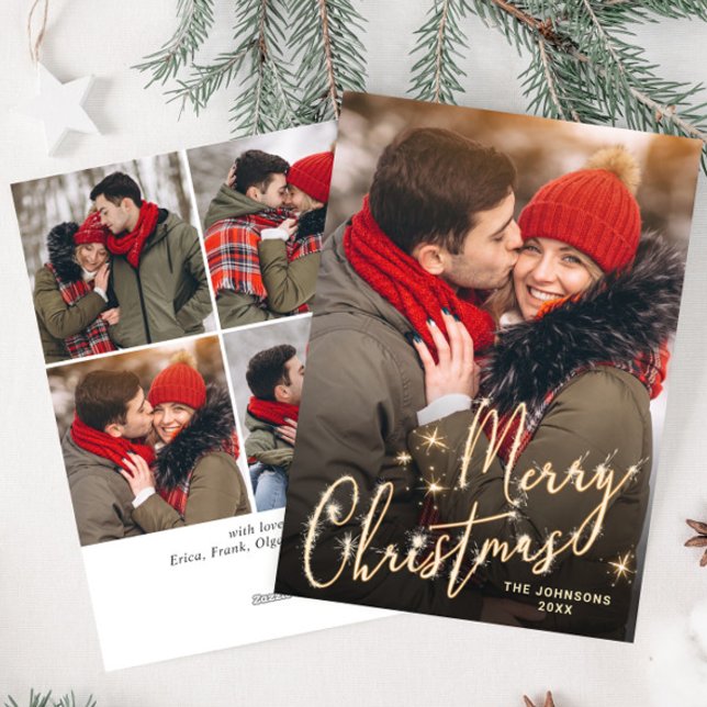 Modern Golden Christmas 5 PHOTO Greeting Holiday C (Creator Uploaded)