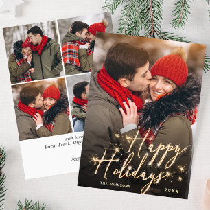 Modern Golden Christmas 5 PHOTO Greeting Holiday C Card