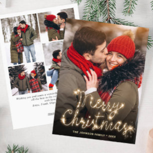 Modern Golden Christmas 5 PHOTO Greeting Holiday Card