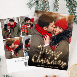 Modern Golden Christmas 5 PHOTO Greeting Holiday Card