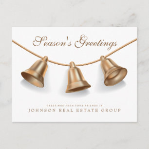 Modern Golden Christmas Bells Season's Greetings Postcard
