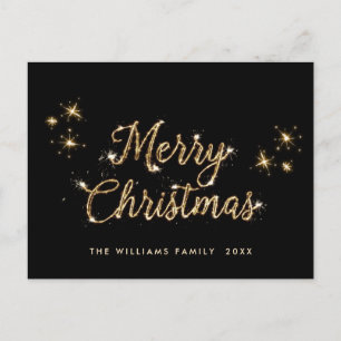 Modern Golden Christmas Greeting Holiday Postcard