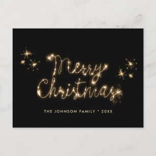 Modern Golden Christmas Greeting Holiday Postcard