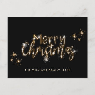 Modern Golden Christmas Greeting Holiday Postcard
